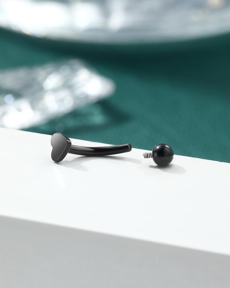 COCHARM Titanium Heart Star Moon Rook Spike Piercing Jewelry 16g, Surgical Steel Rook Earrings for Women Man, Silver Vertical Labret Jewelry, 8mm Spike Eyebrow Piercing Jewelry - Image 4